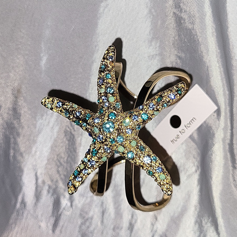 True To Form Starfish Cuff Bracelet with Blue Accents